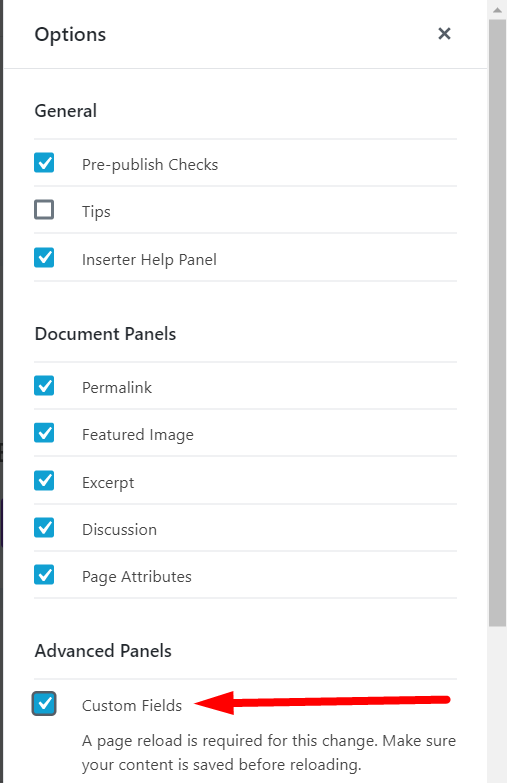 WordPress Options Popup