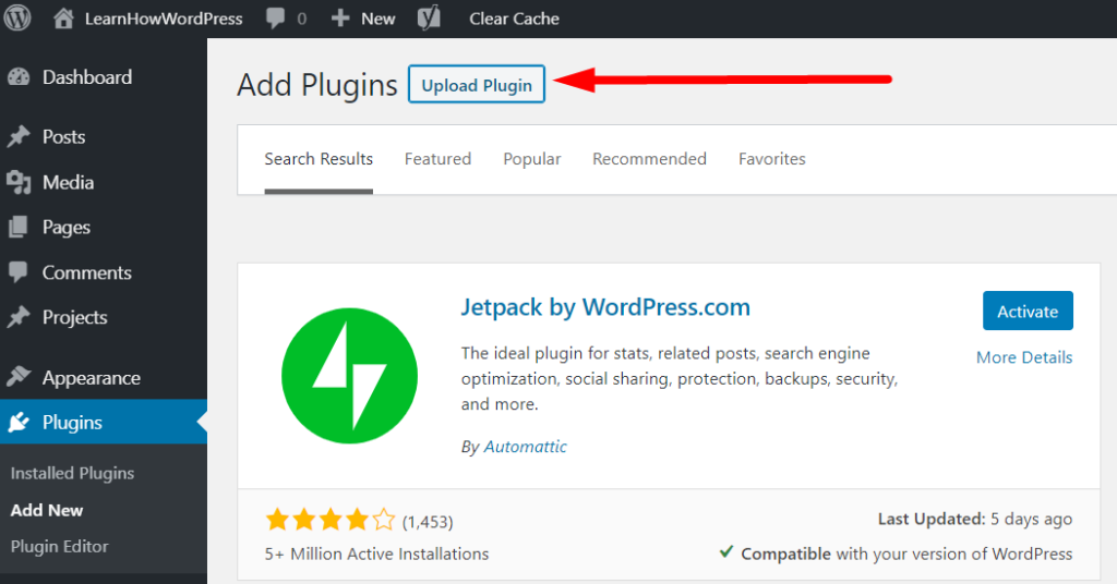 WordPress Dashboard Upload Plugin