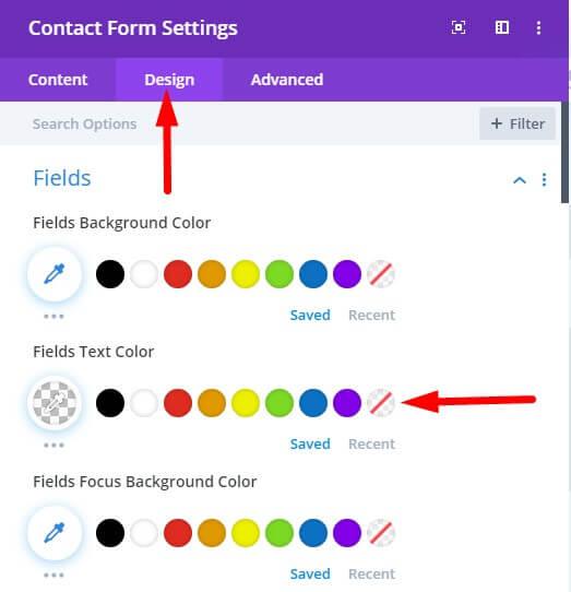 Contact form form field text style transparent