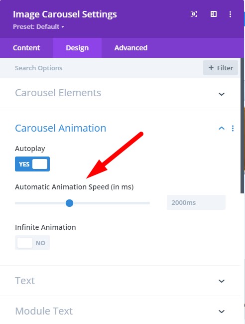 Divi Image Carousel Automatic Animation Speed