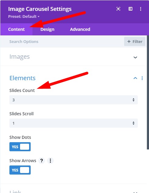 Divi Image Carousel Slides Count