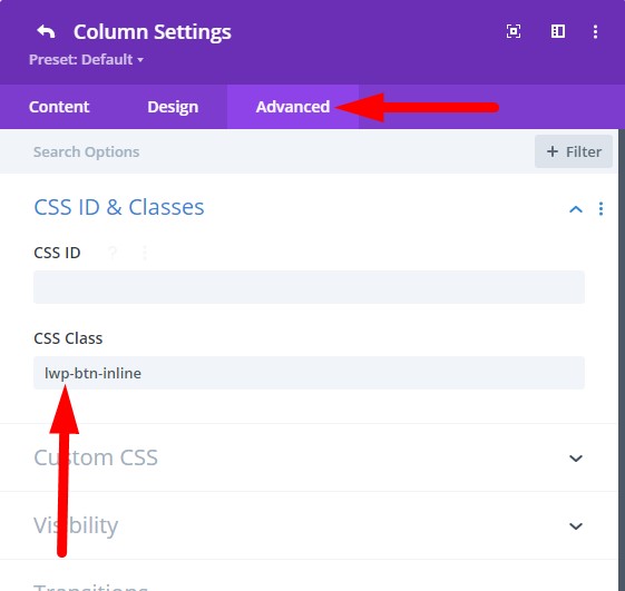 CSS Class to show buttons side by side Divi theme
