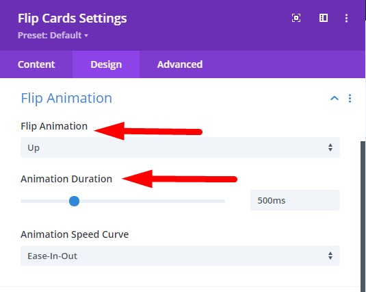 Flip card animation style