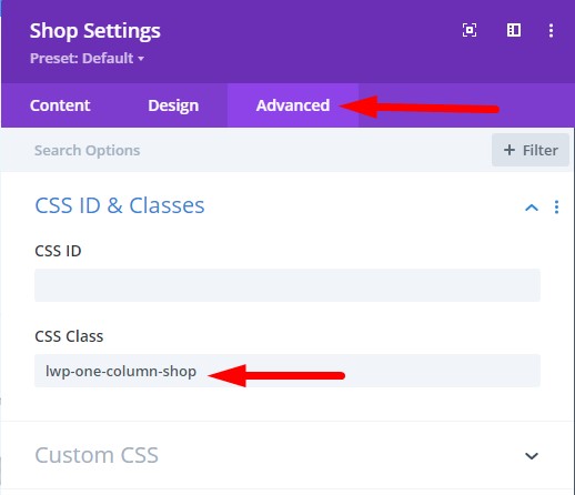 Shop module one column on small screens css class