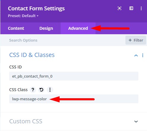 Contact Form Module CSS Class  