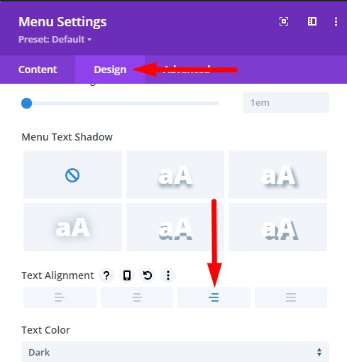 Menu Module Right Align Option