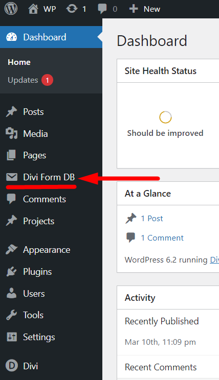 Divi Contact Form DB Custom Post Type